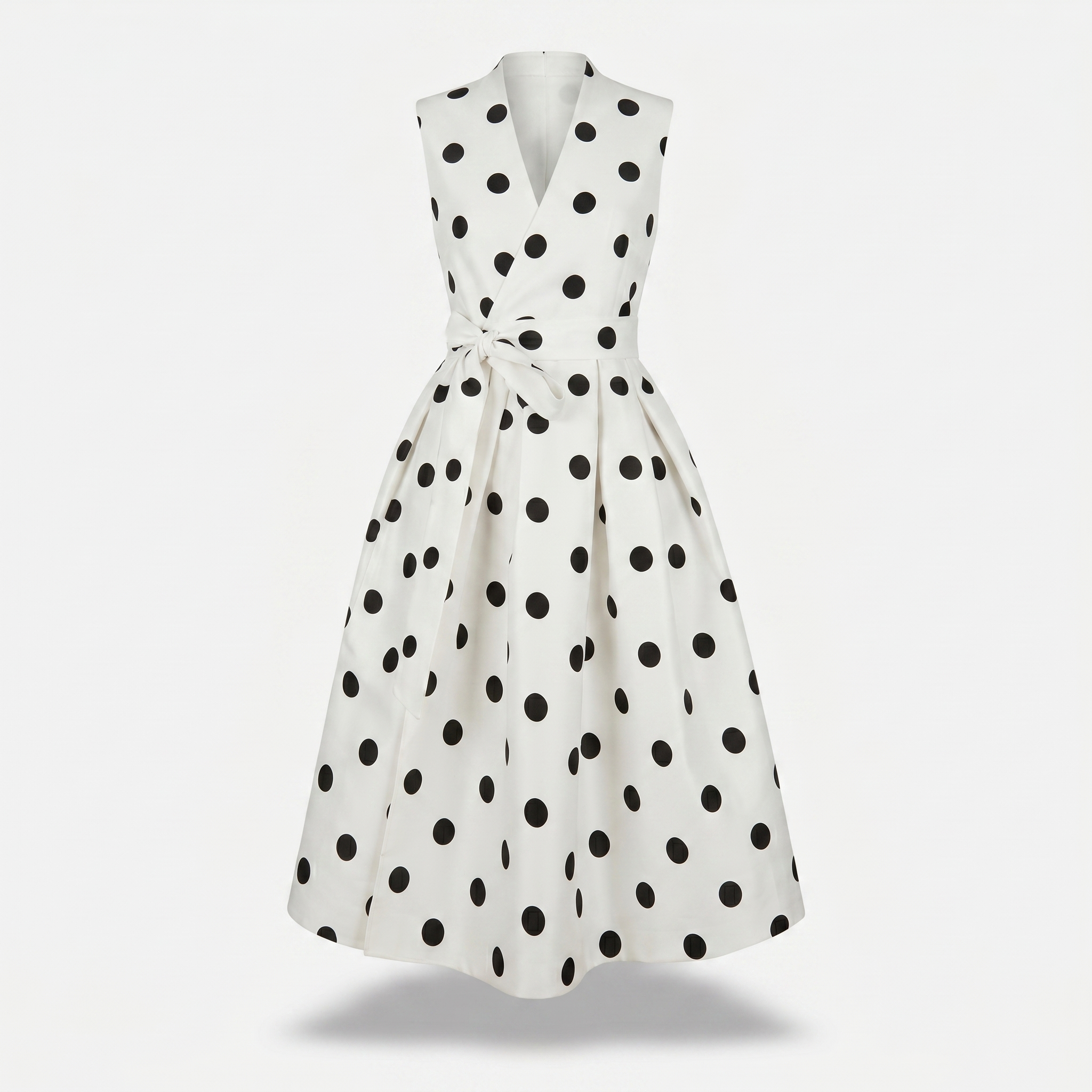 Vestido elegante con lunares con cuello en V