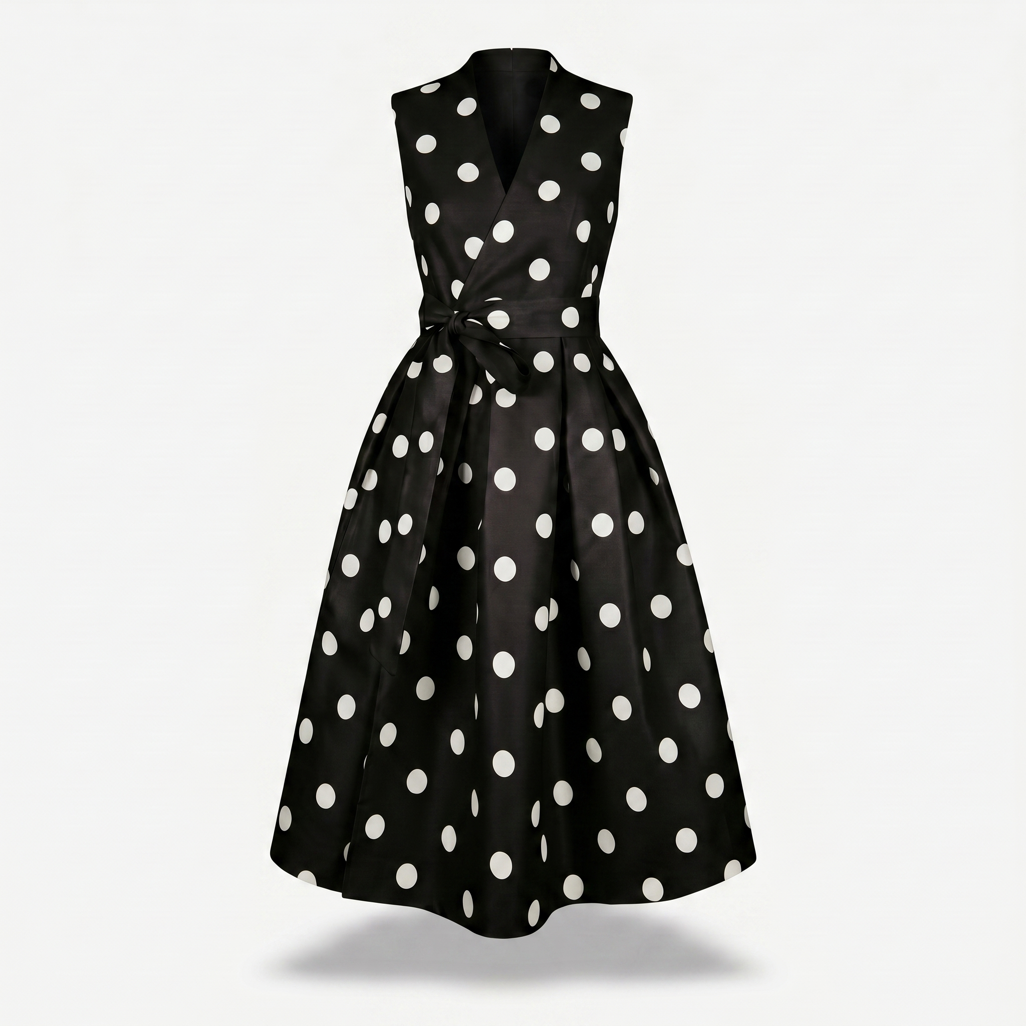 Vestido elegante con lunares con cuello en V