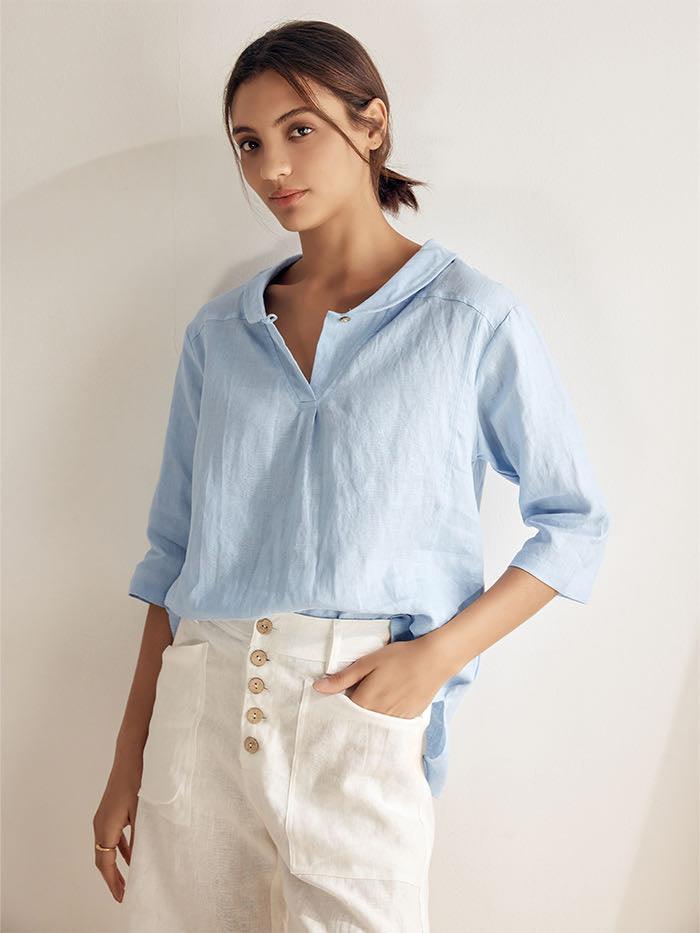 Blusa Jade de Lino Puro – Elegancia Atemporal
