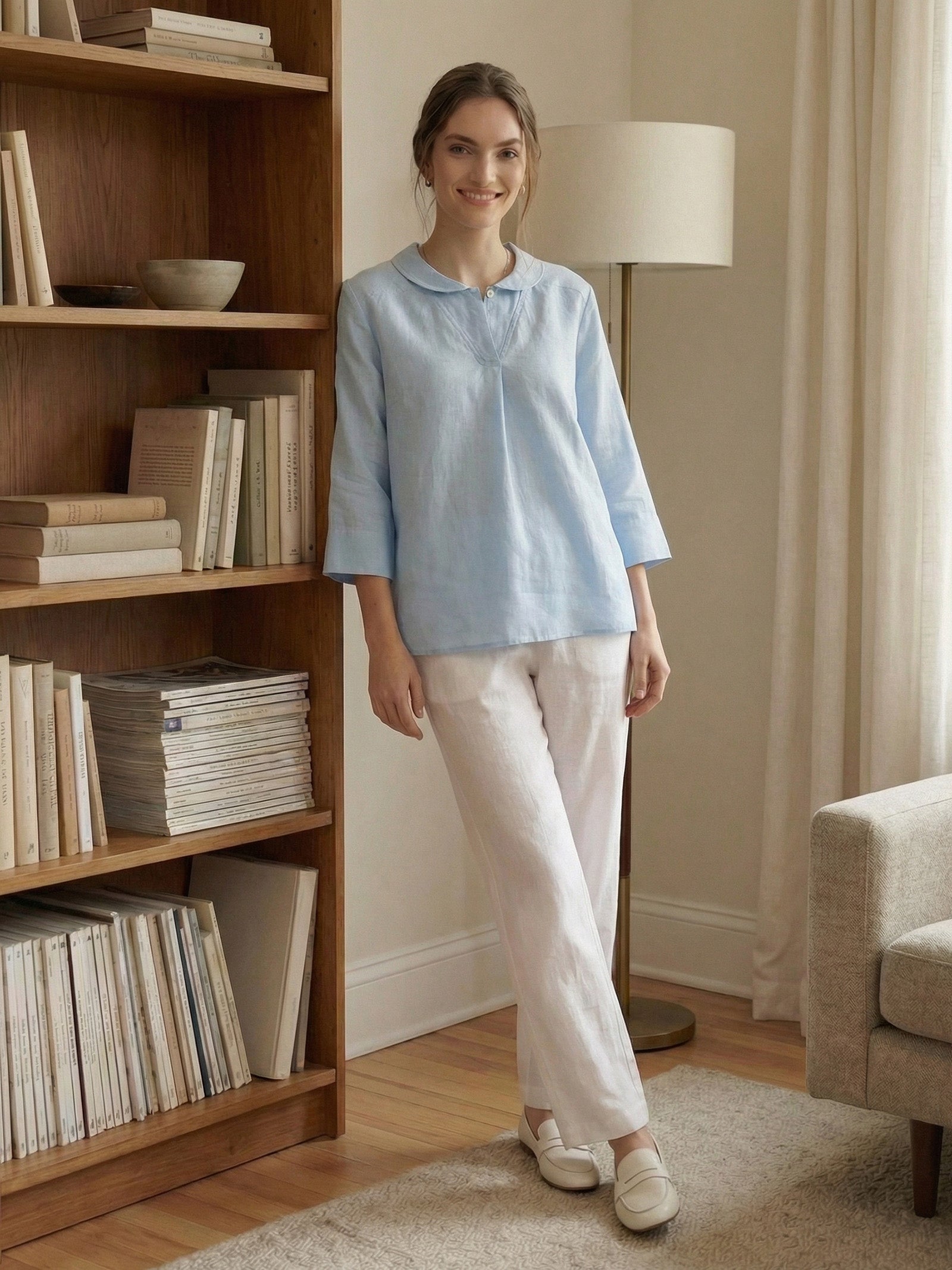 Blusa Jade de Lino Puro – Elegancia Atemporal
