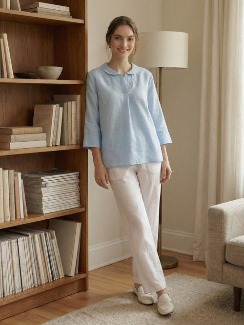 Blusa Jade de Lino Puro – Elegancia Atemporal